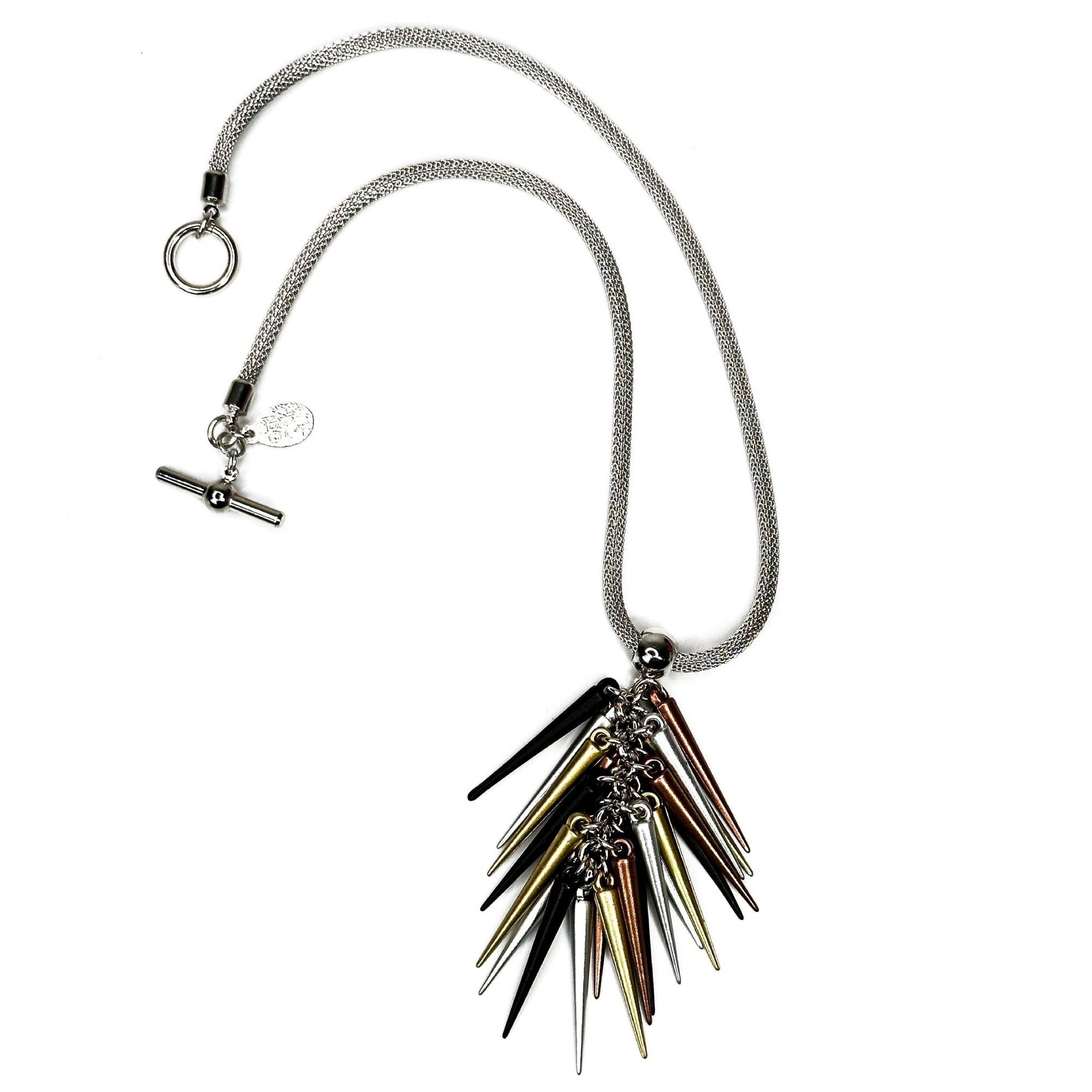 Mesh Necklace with Spike Cluster Drop