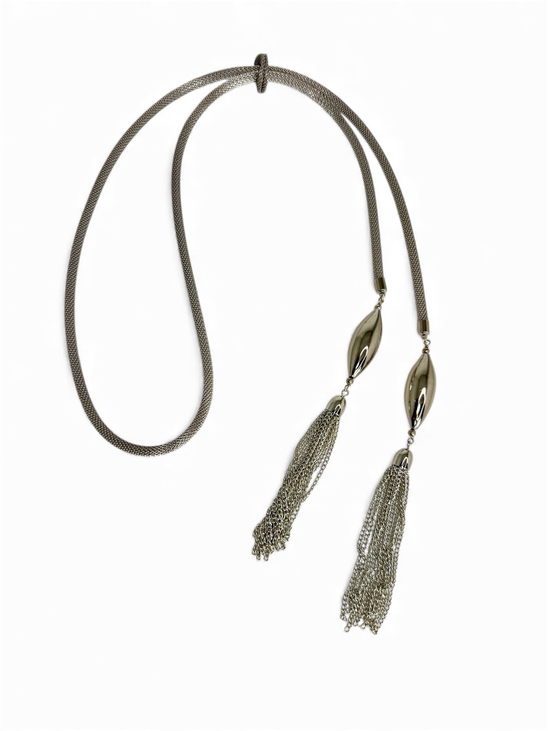 Mesh Bolo Tassel Necklace