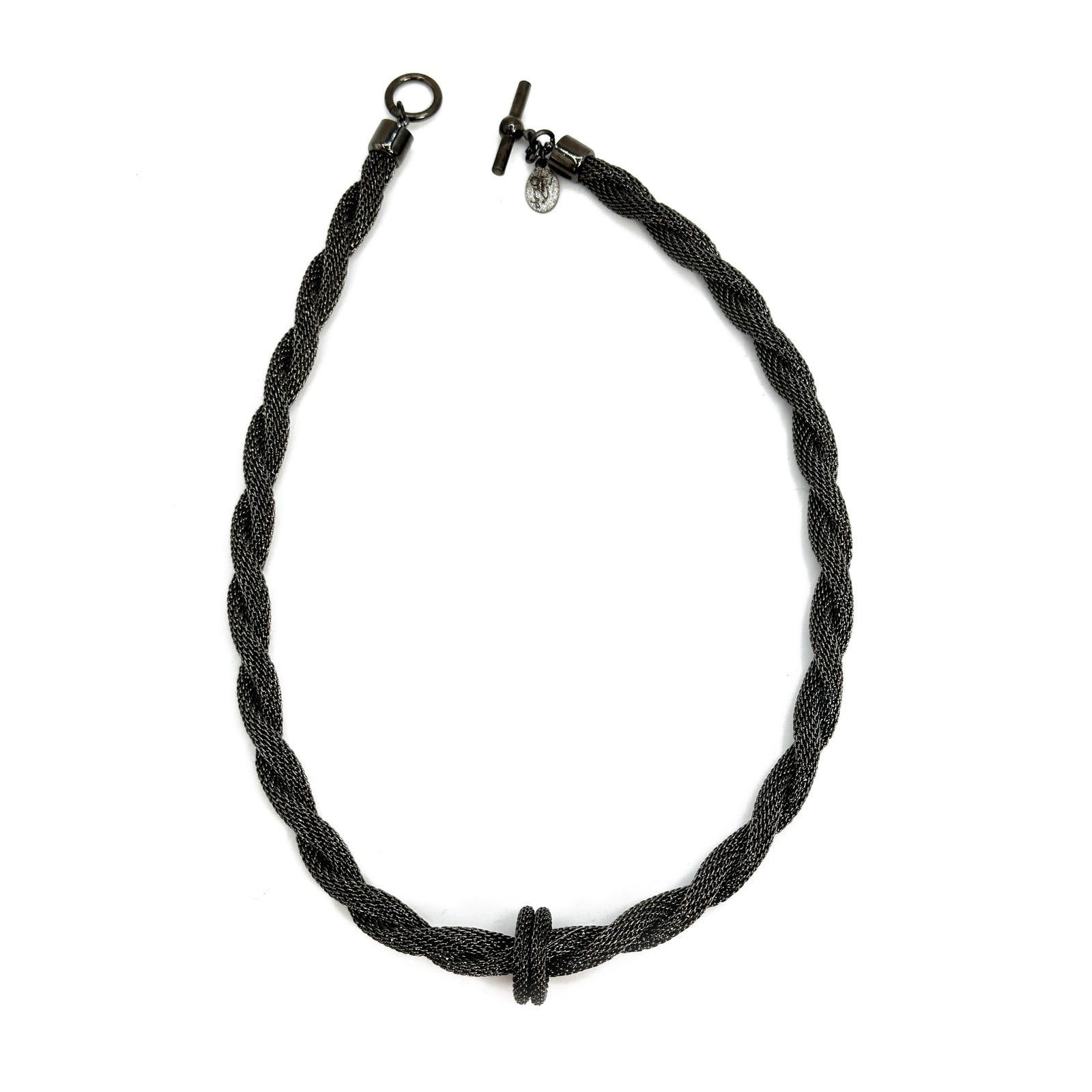 Twist Mesh Necklace with Floating Mesh Ring