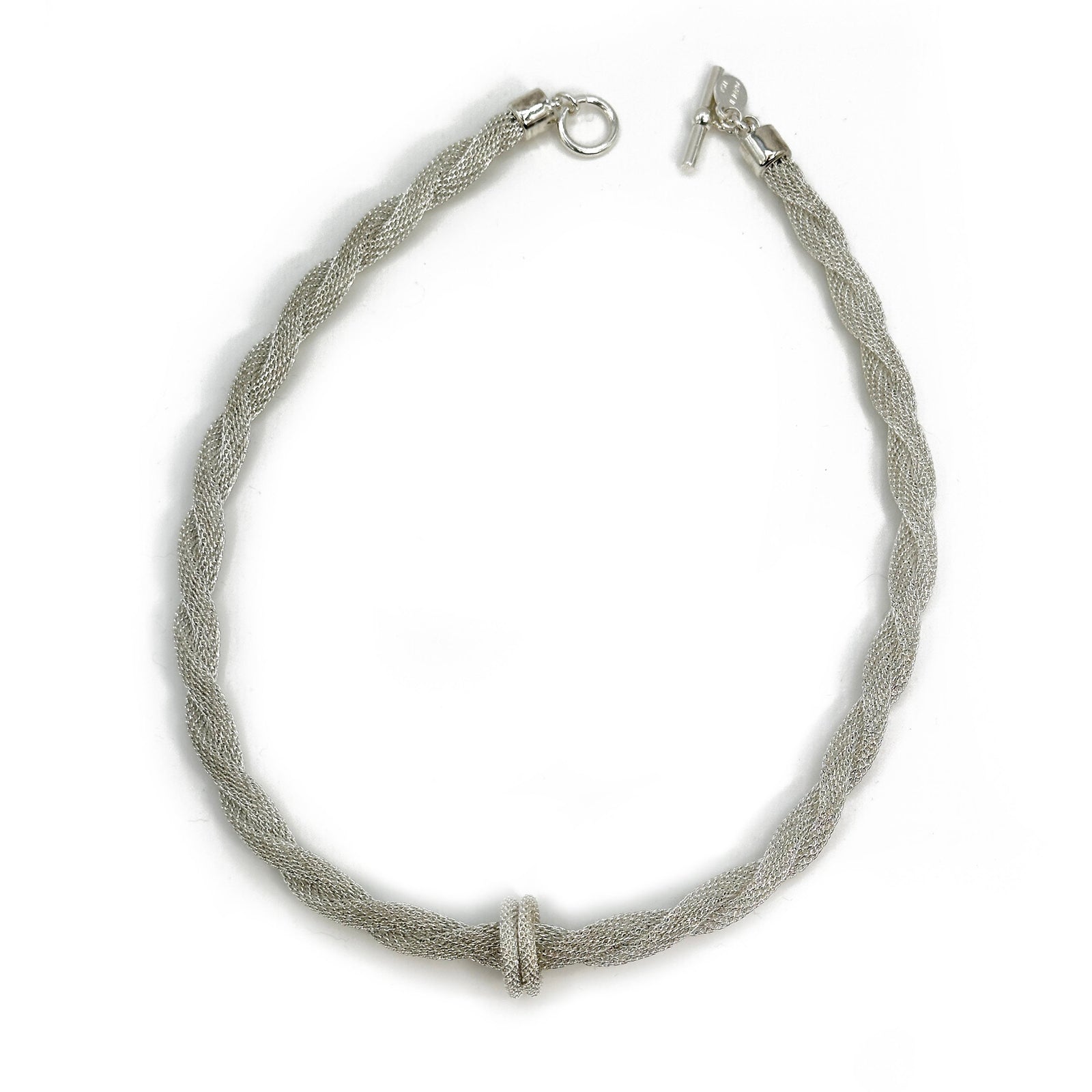 Twist Mesh Necklace with Floating Mesh Ring