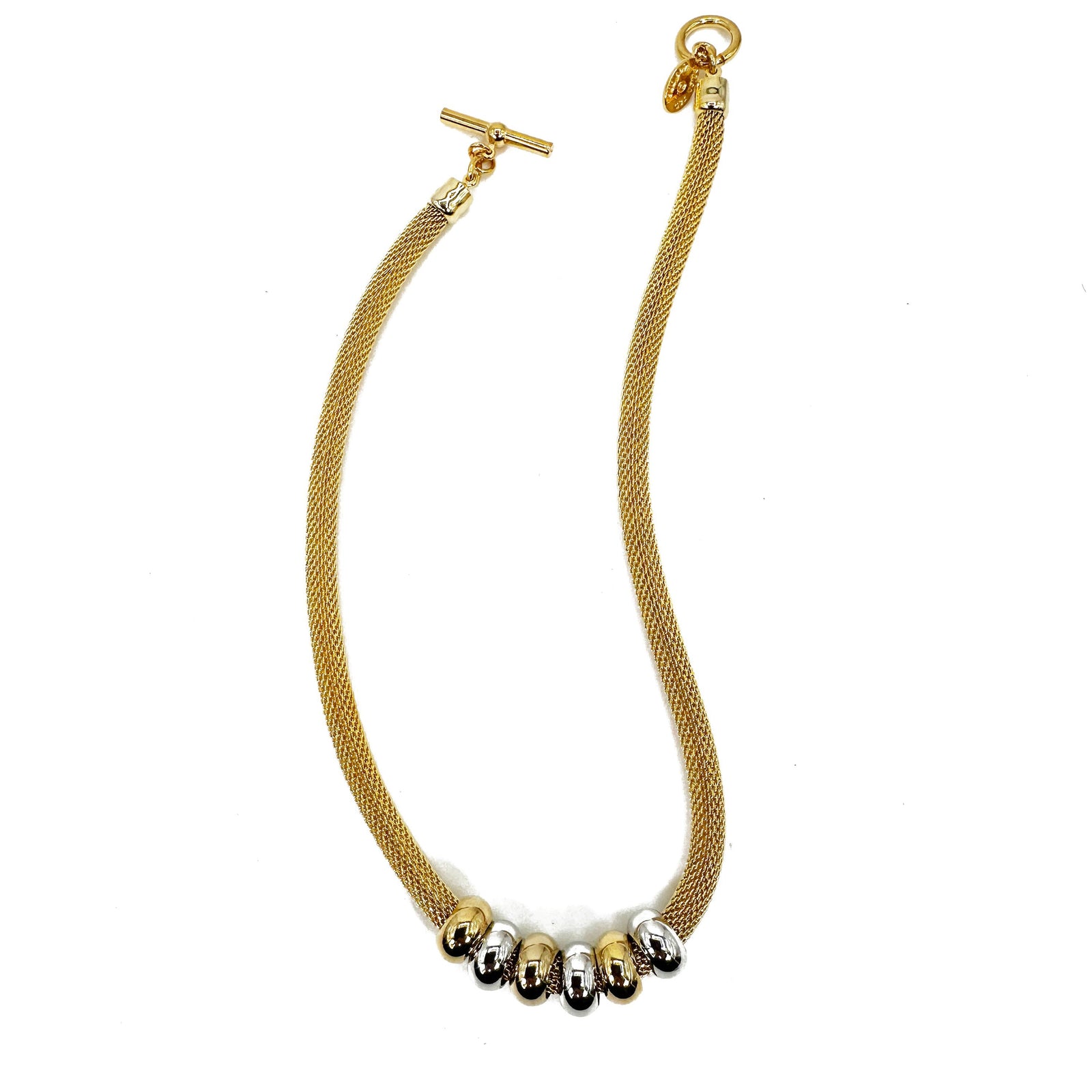 Thick Mesh Strand Necklace with Multi Floating Beads