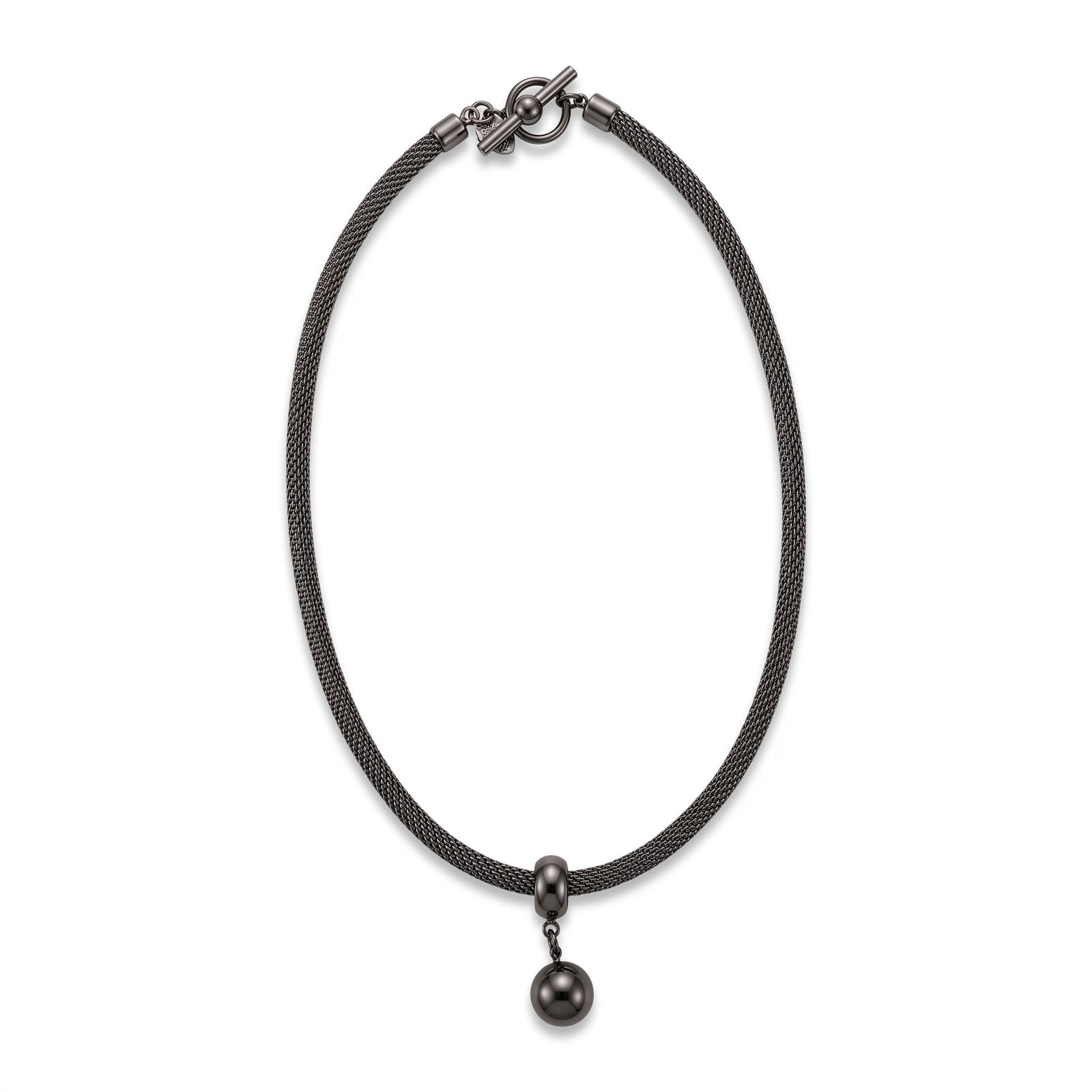 Thick Mesh Strand Necklace with Ball Drop