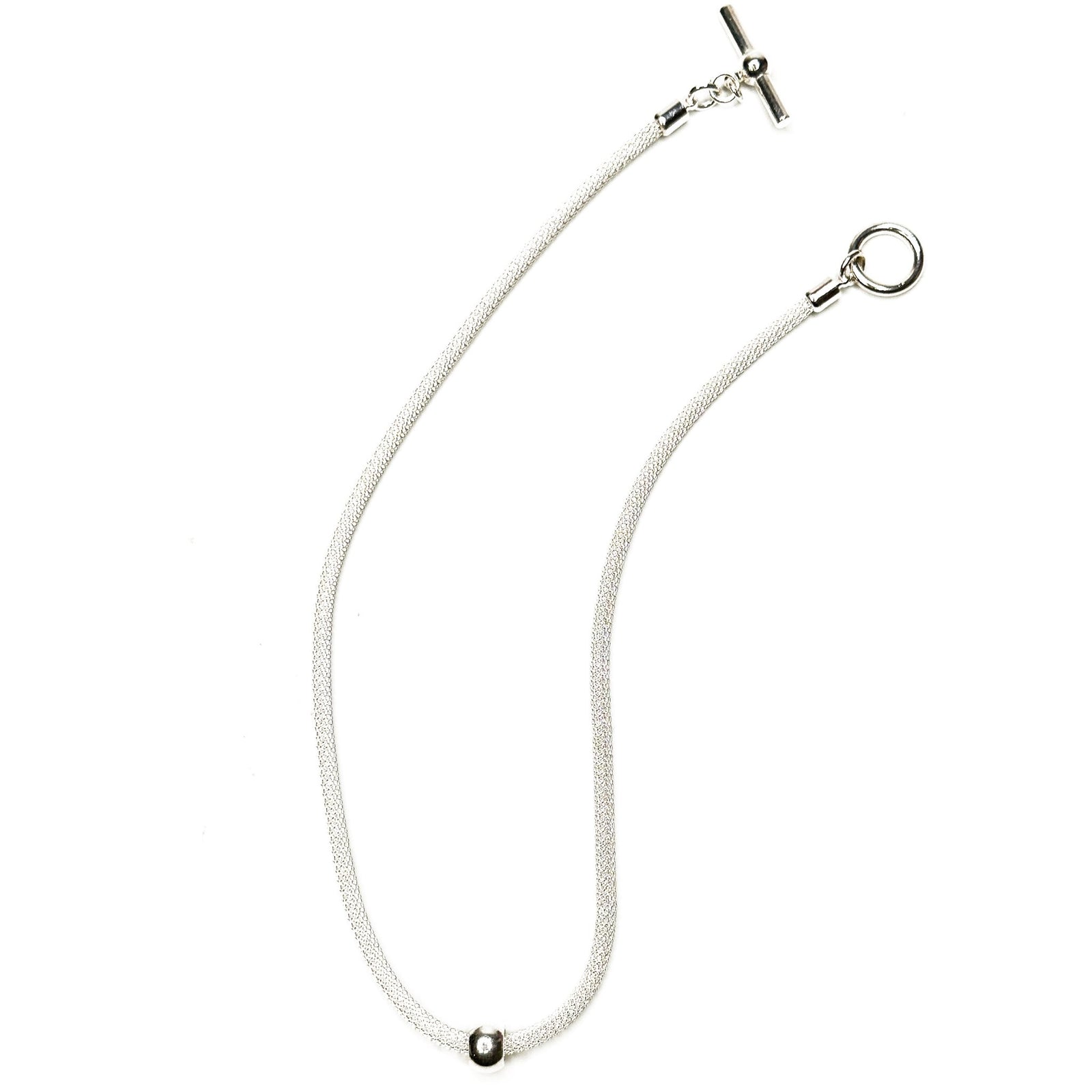 Thin Mesh Necklace with Floating Metal Bead