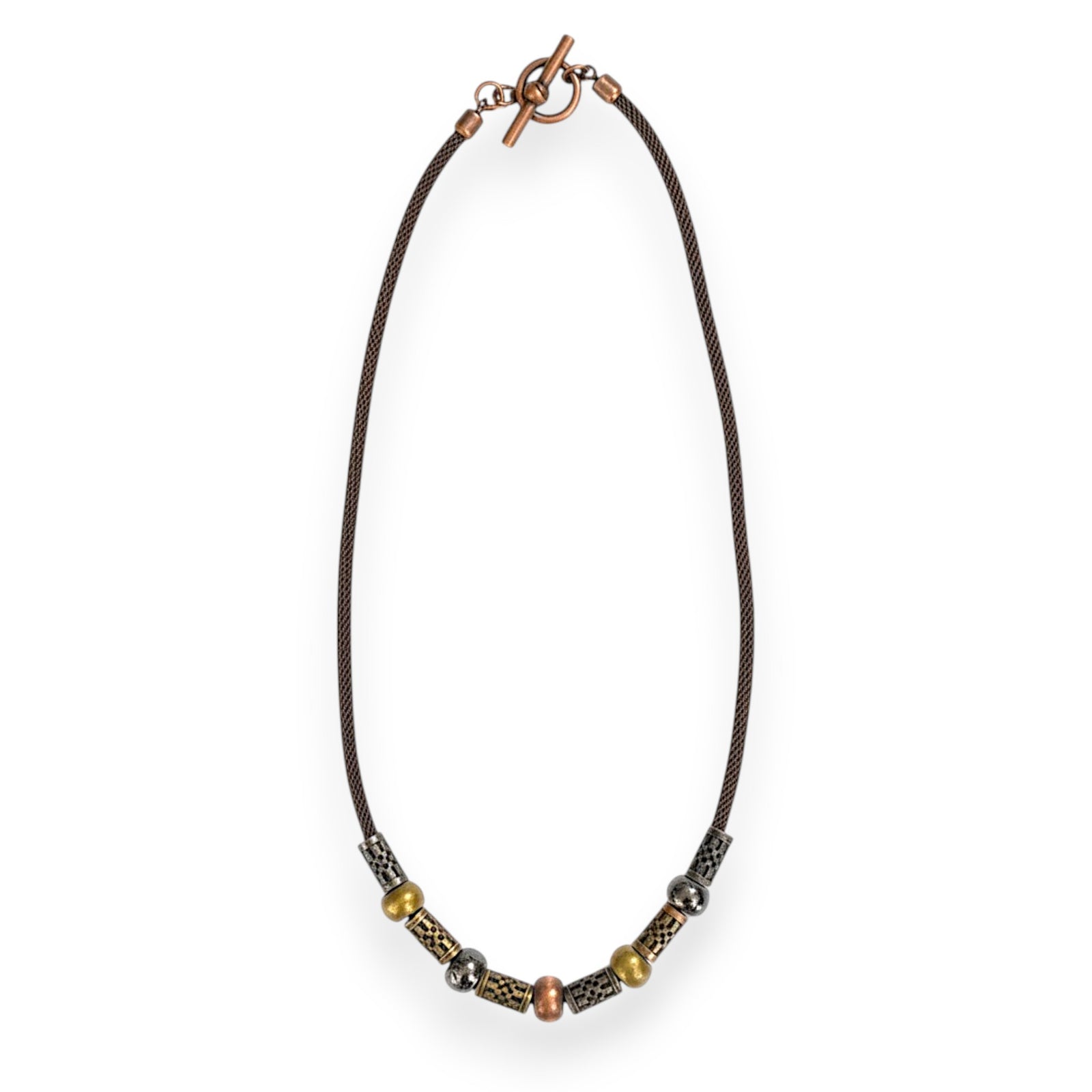 Antiqued Thin Mesh Filigree Tube Necklace