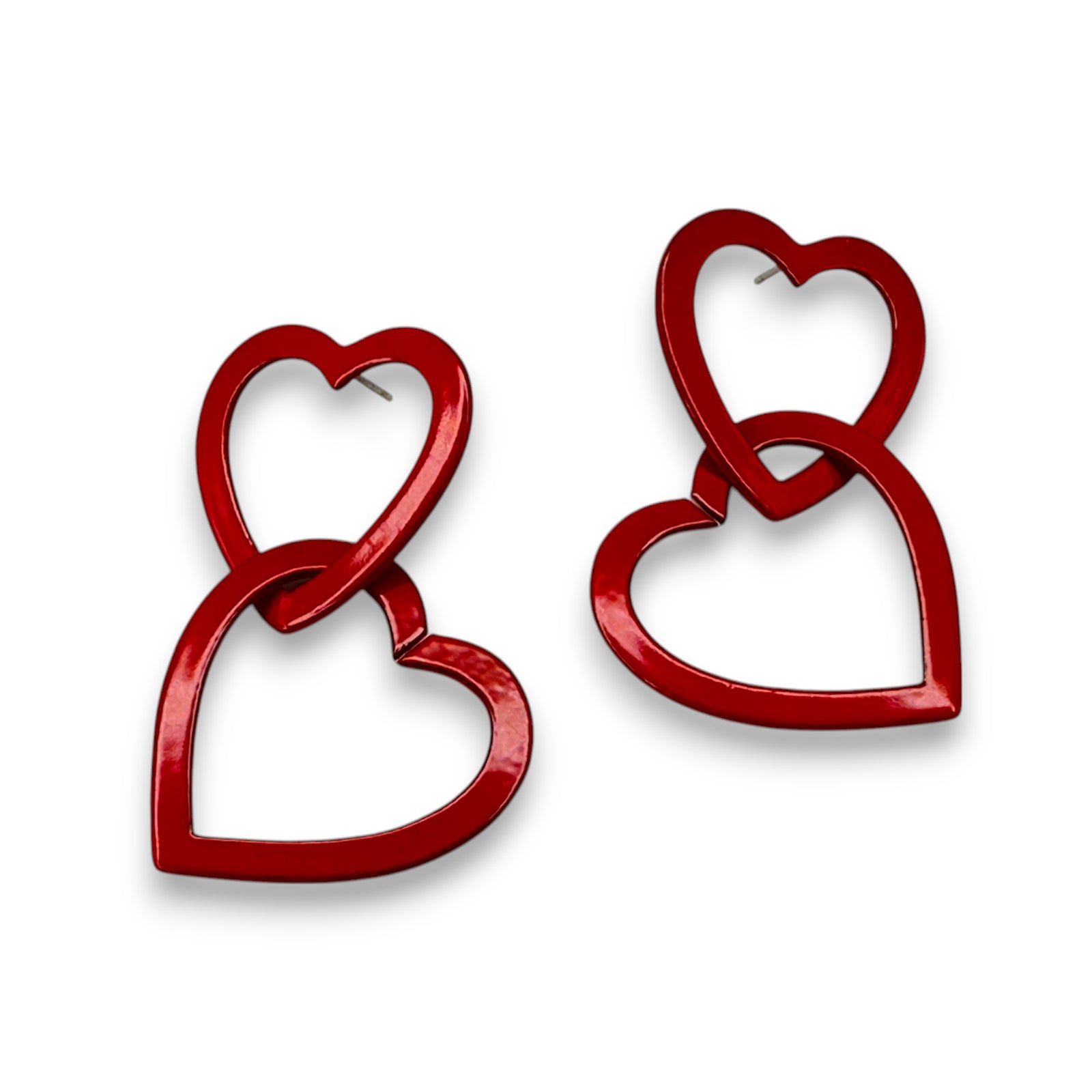 Red Heart Double Drop Earrings