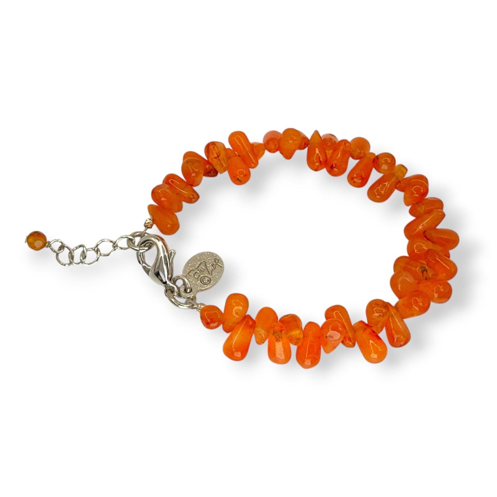 Small Smooth Carnelian Briolette Stone Bracelet