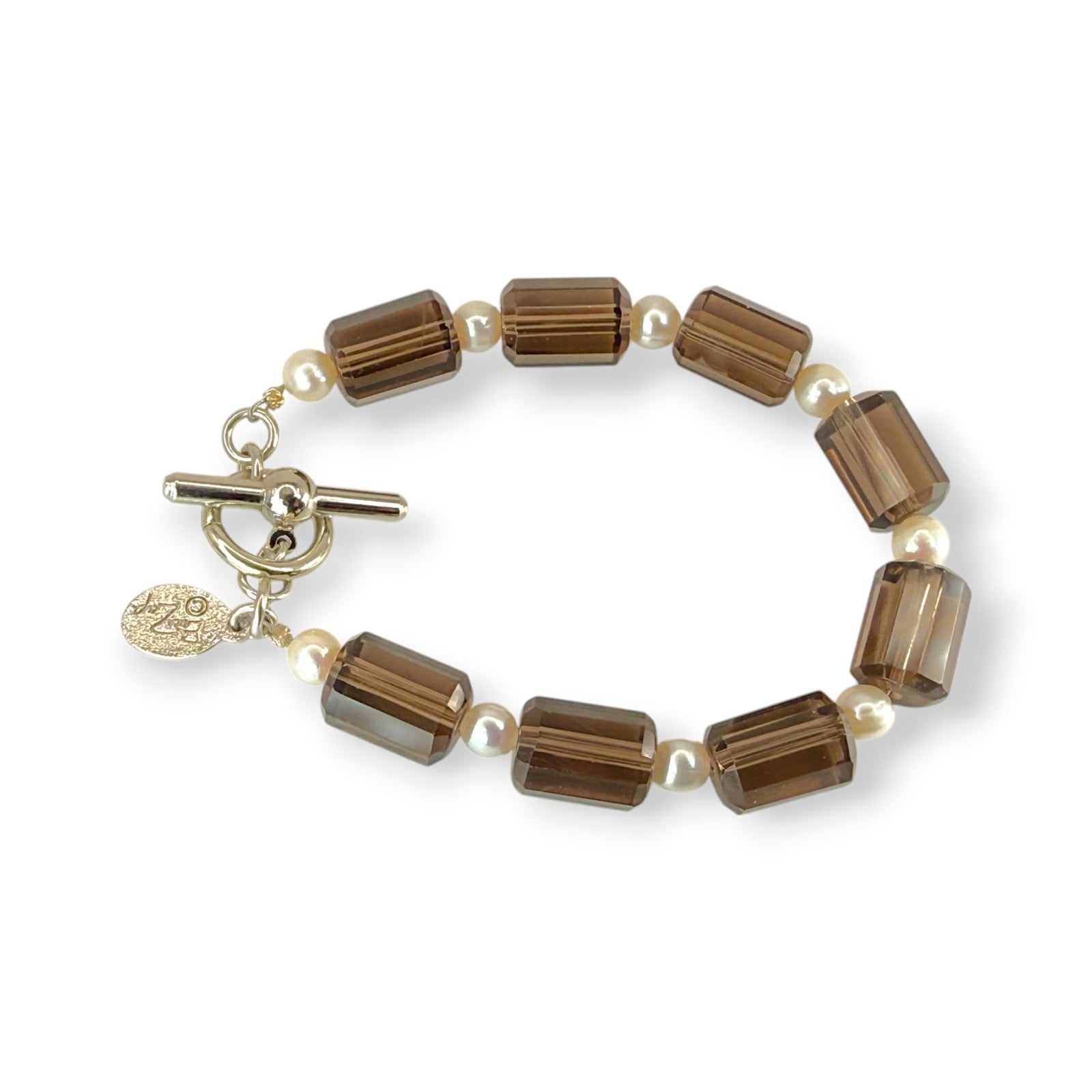Smokey Quartz White Pearl Bracelet