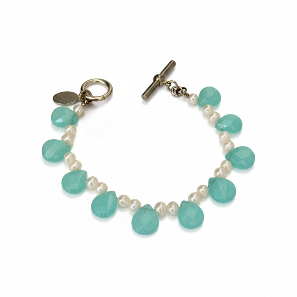 White Pearl & Stone Bracelet