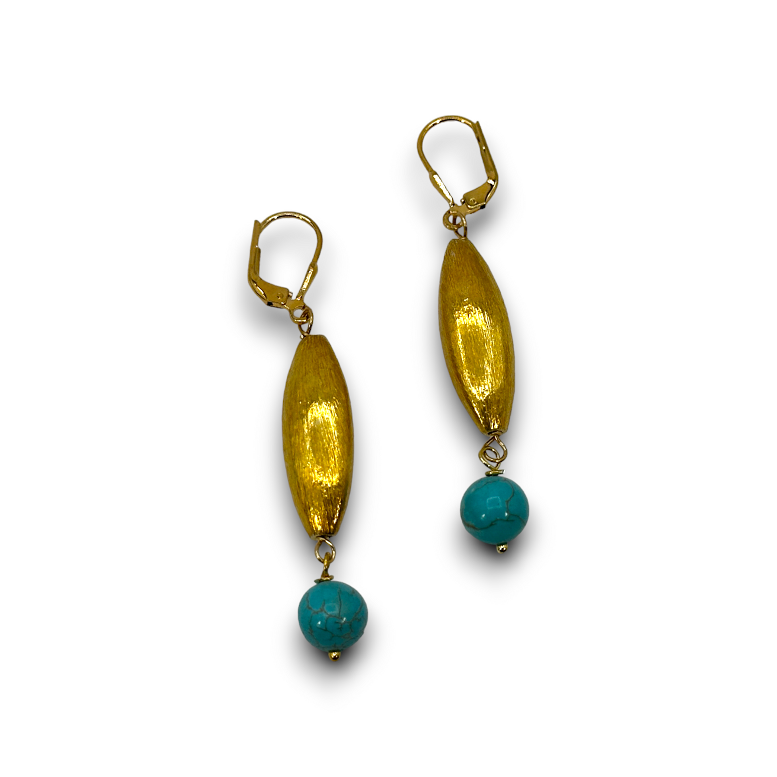 Vermeil Wheat Drop Stone Earrings
