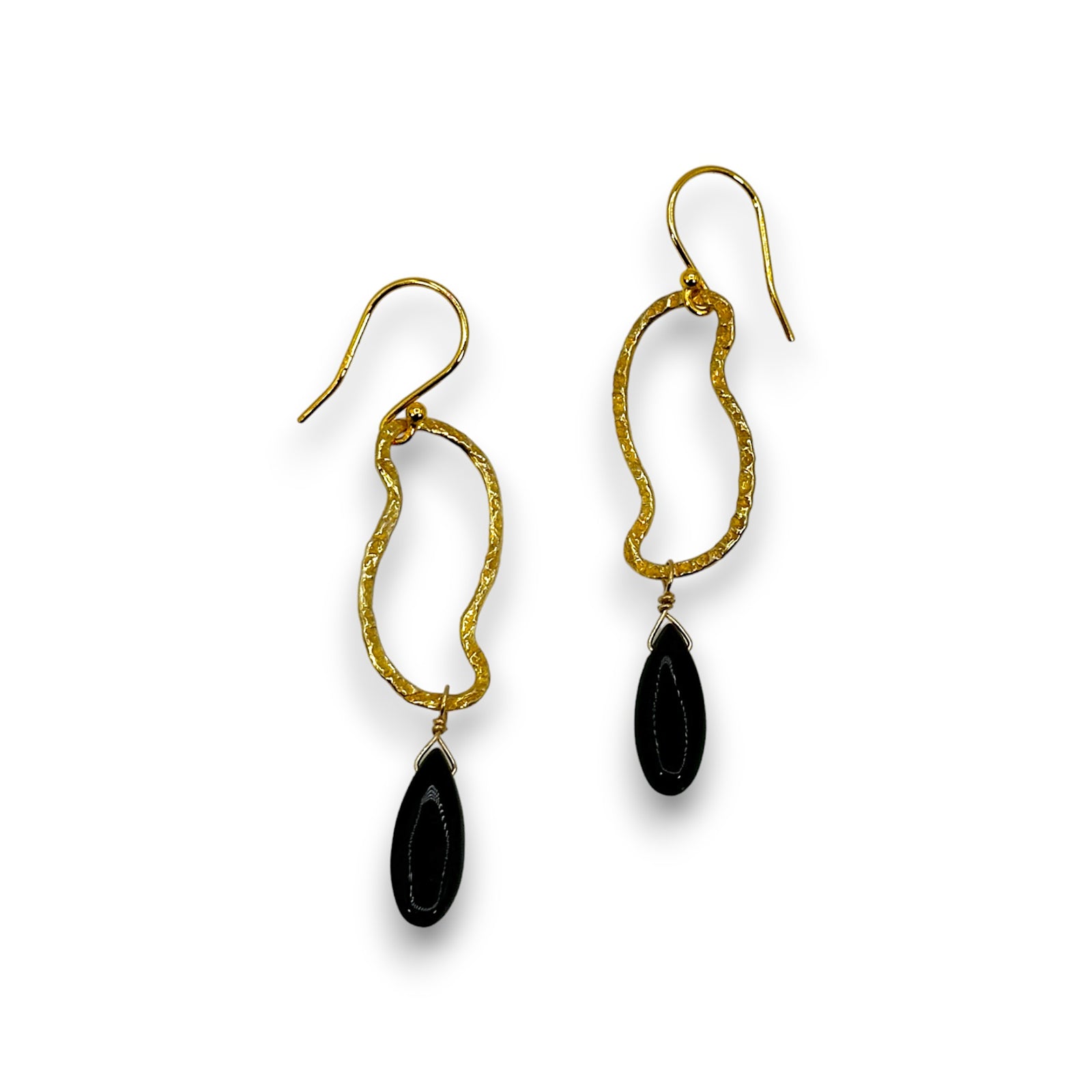 Hammered Vermeil & Onyx Drop Earrings