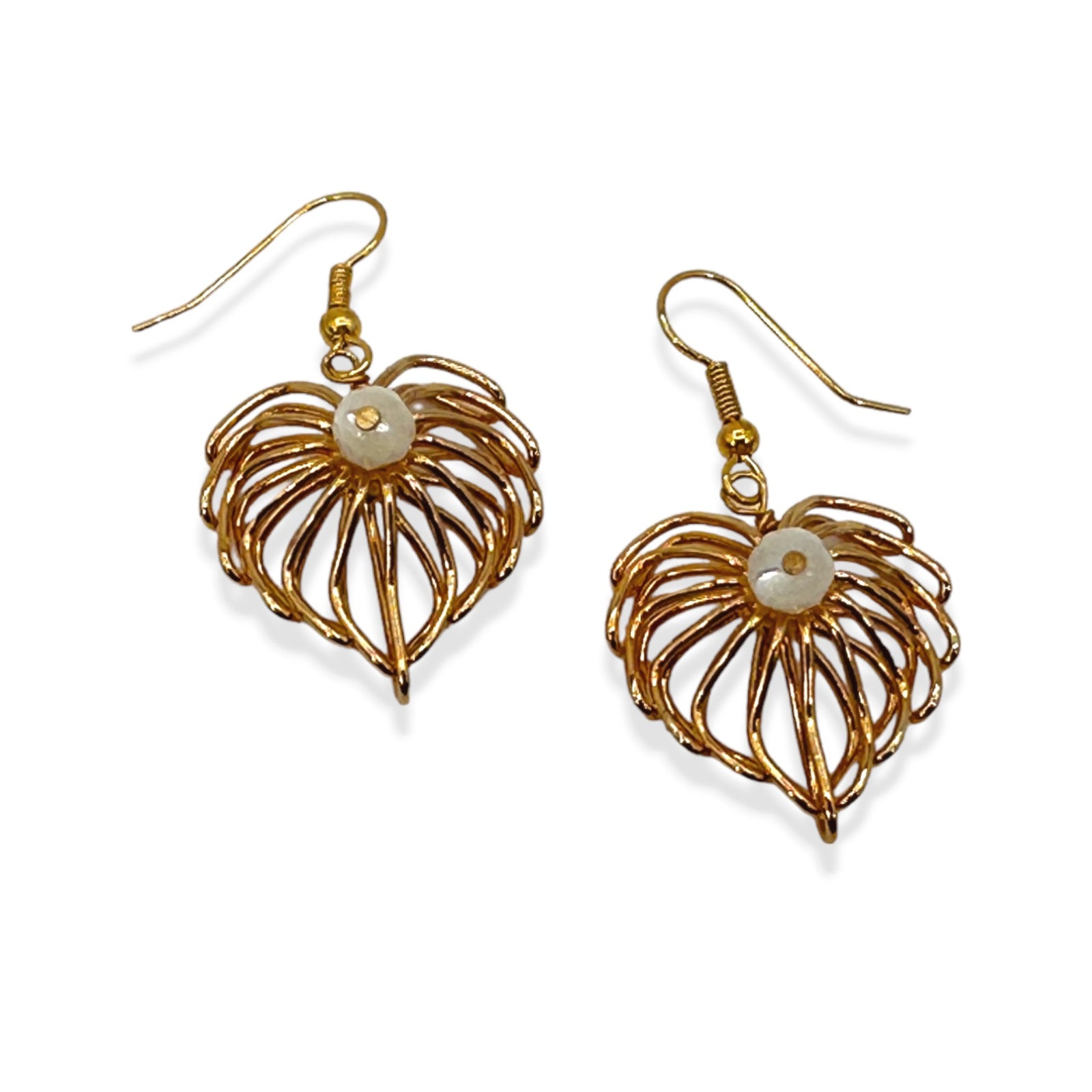 Open Heart & Stone Earrings