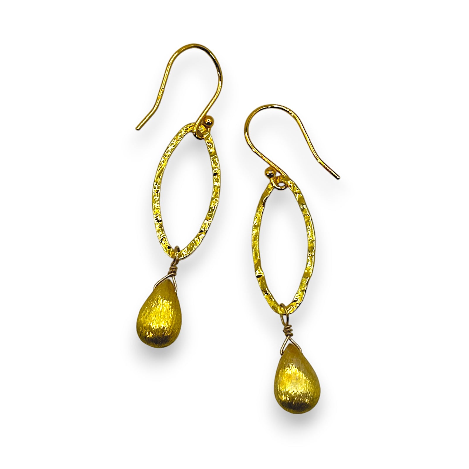 Hammered Vermeil Oval & Drop Earrings