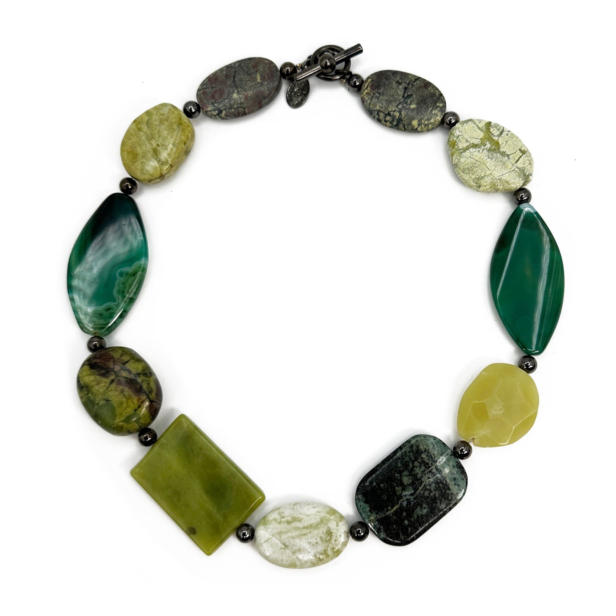 Mixed Green Stone Statement Necklace