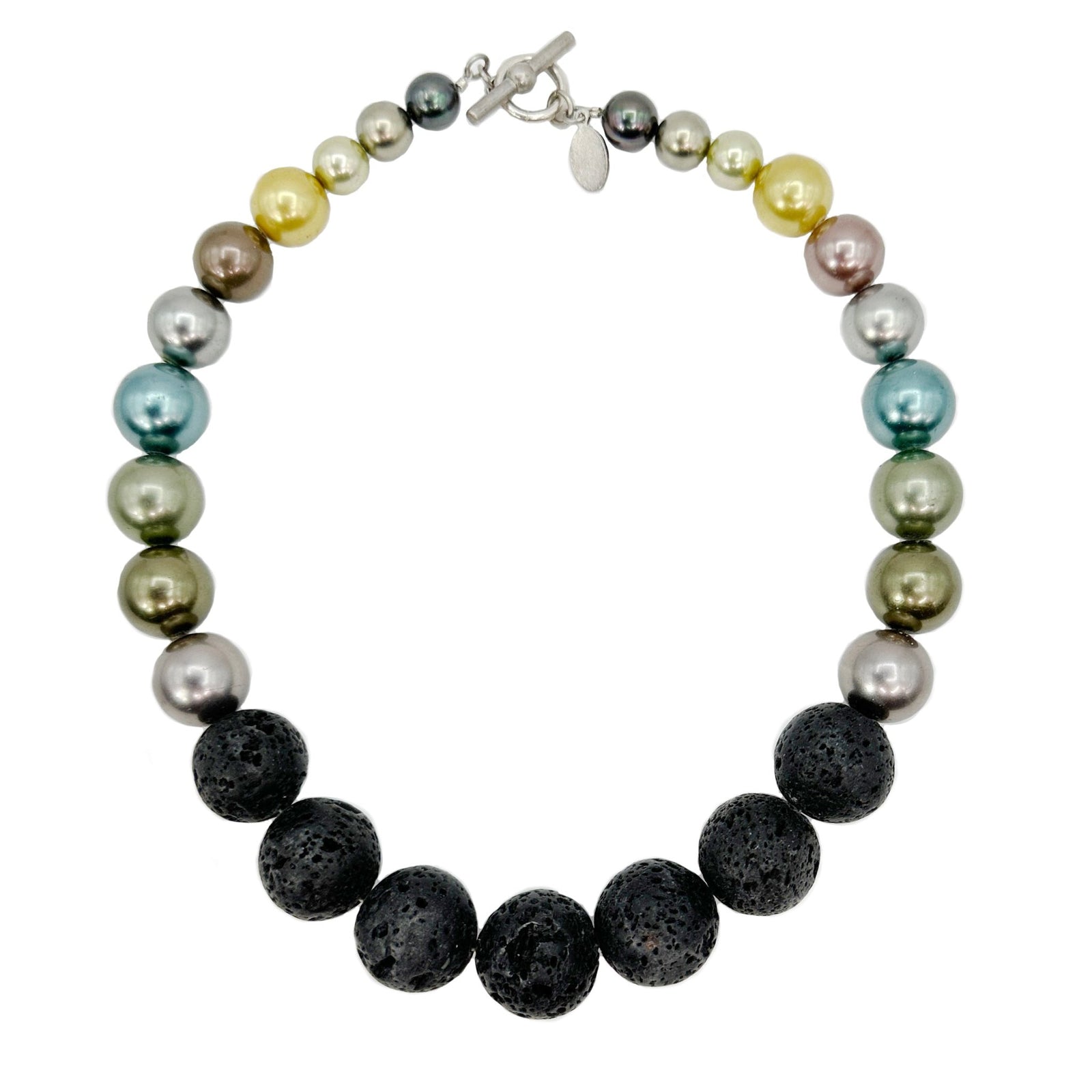 Lava Rock & Faux Pearl Necklace
