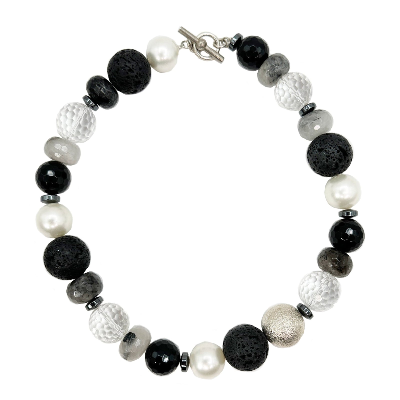 Lava Rock Onyx Crystal Ball Necklace