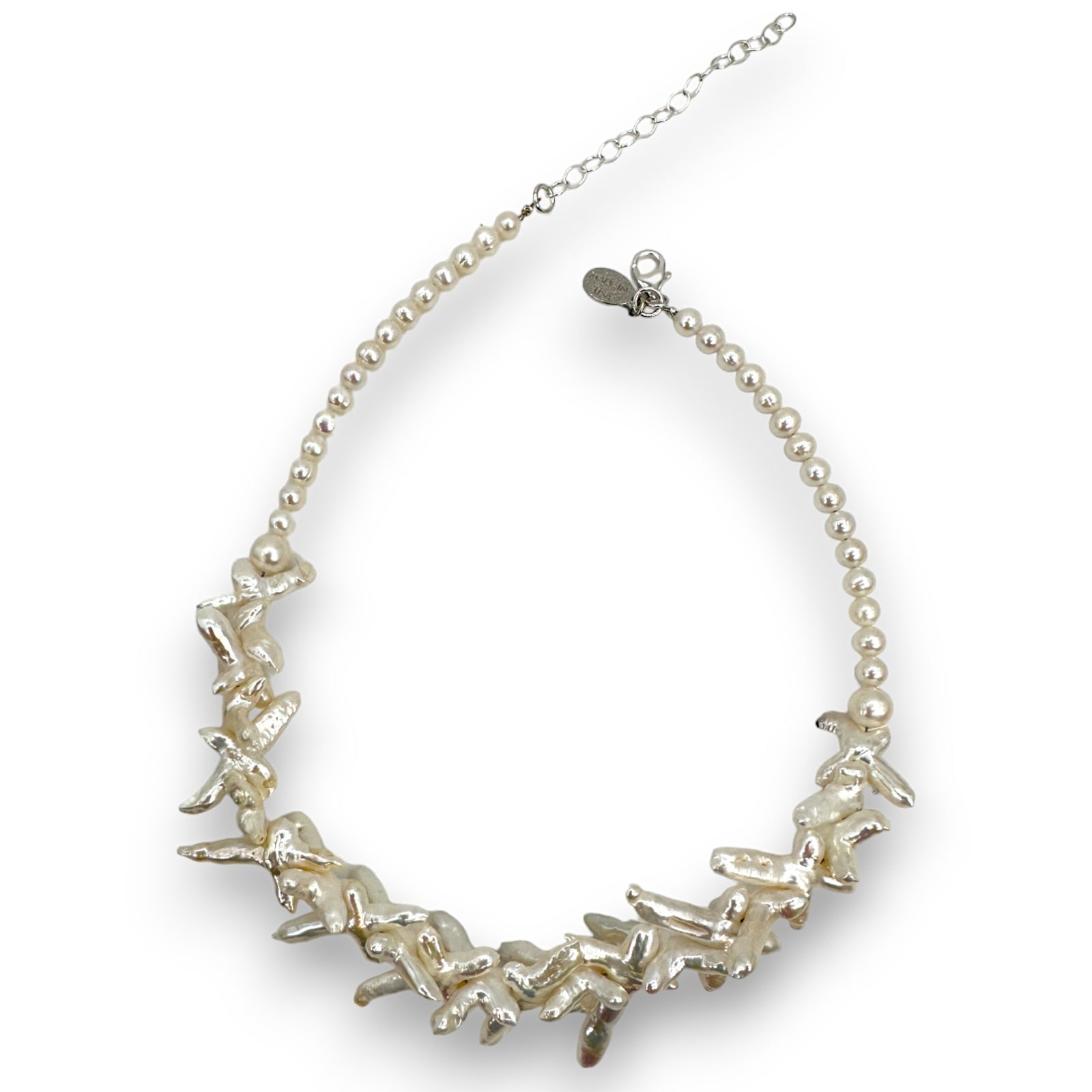 White Criss Cross Pearl Necklace