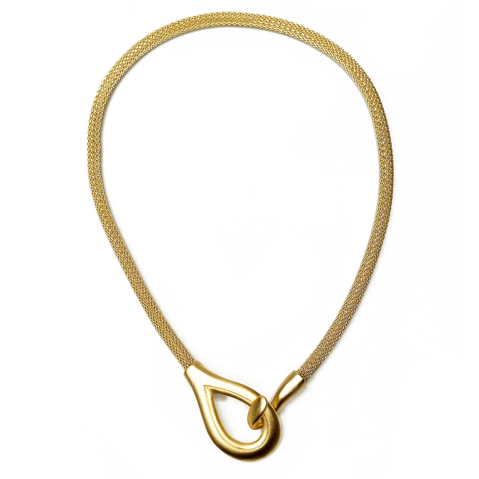 Mesh Necklace with Teardrop Hook Clasp