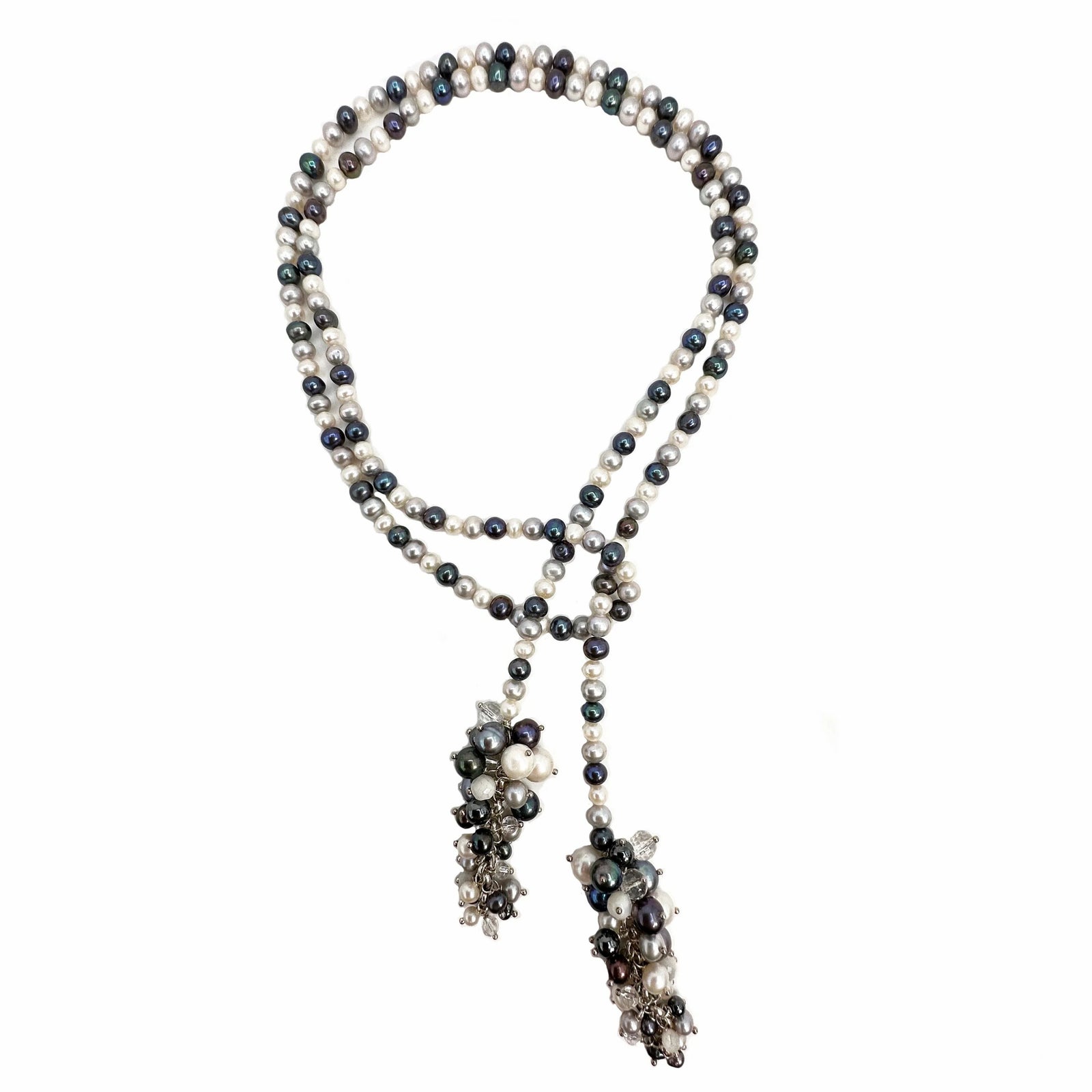 Pearl Lariat with Cluster Drops