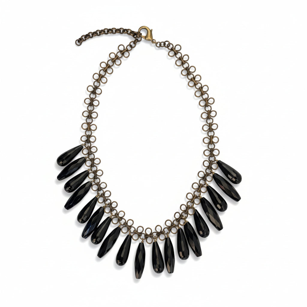 Loop Chain Necklace with Onyx Drops
