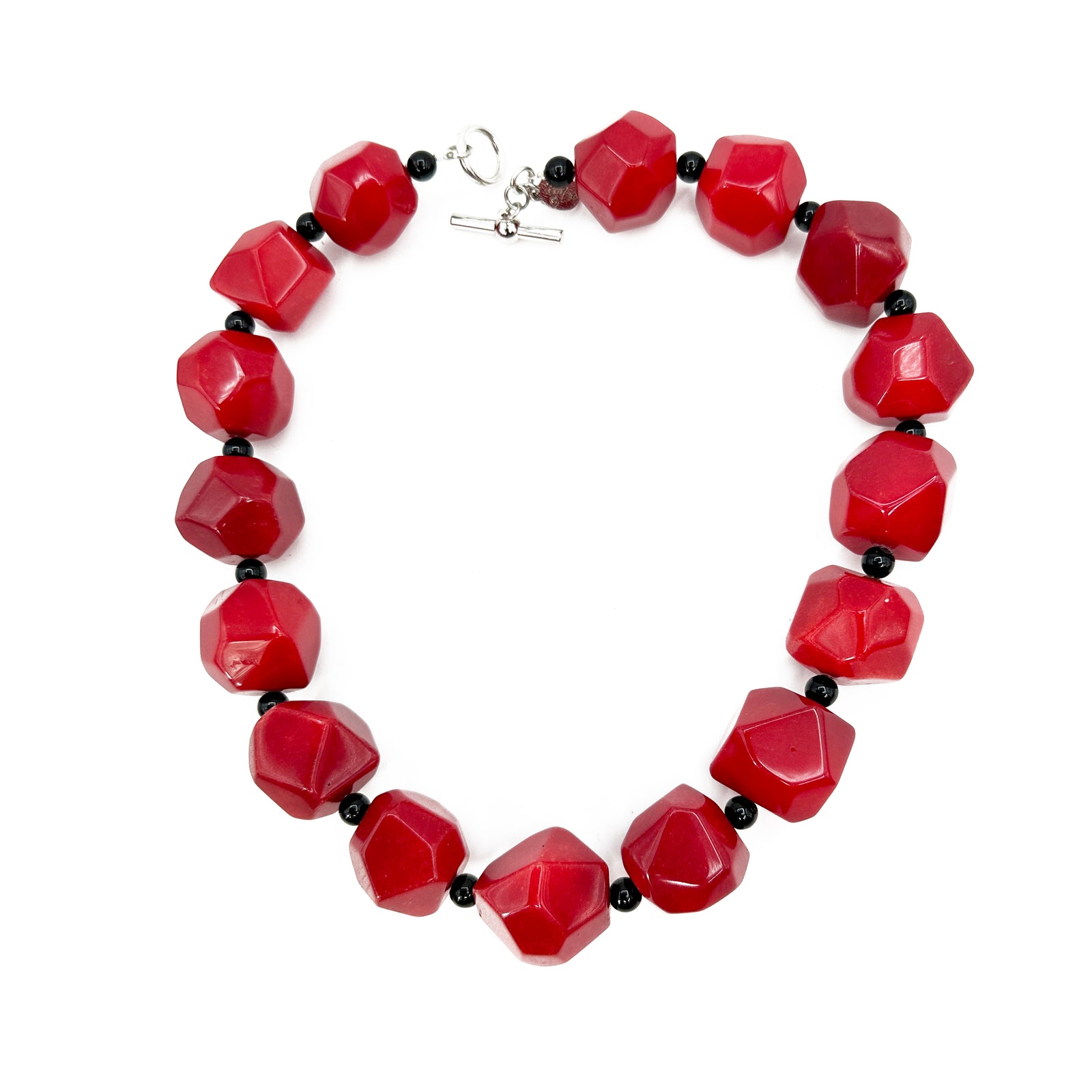 Dyed Quartz Necklace with Onyx Bead Spacers