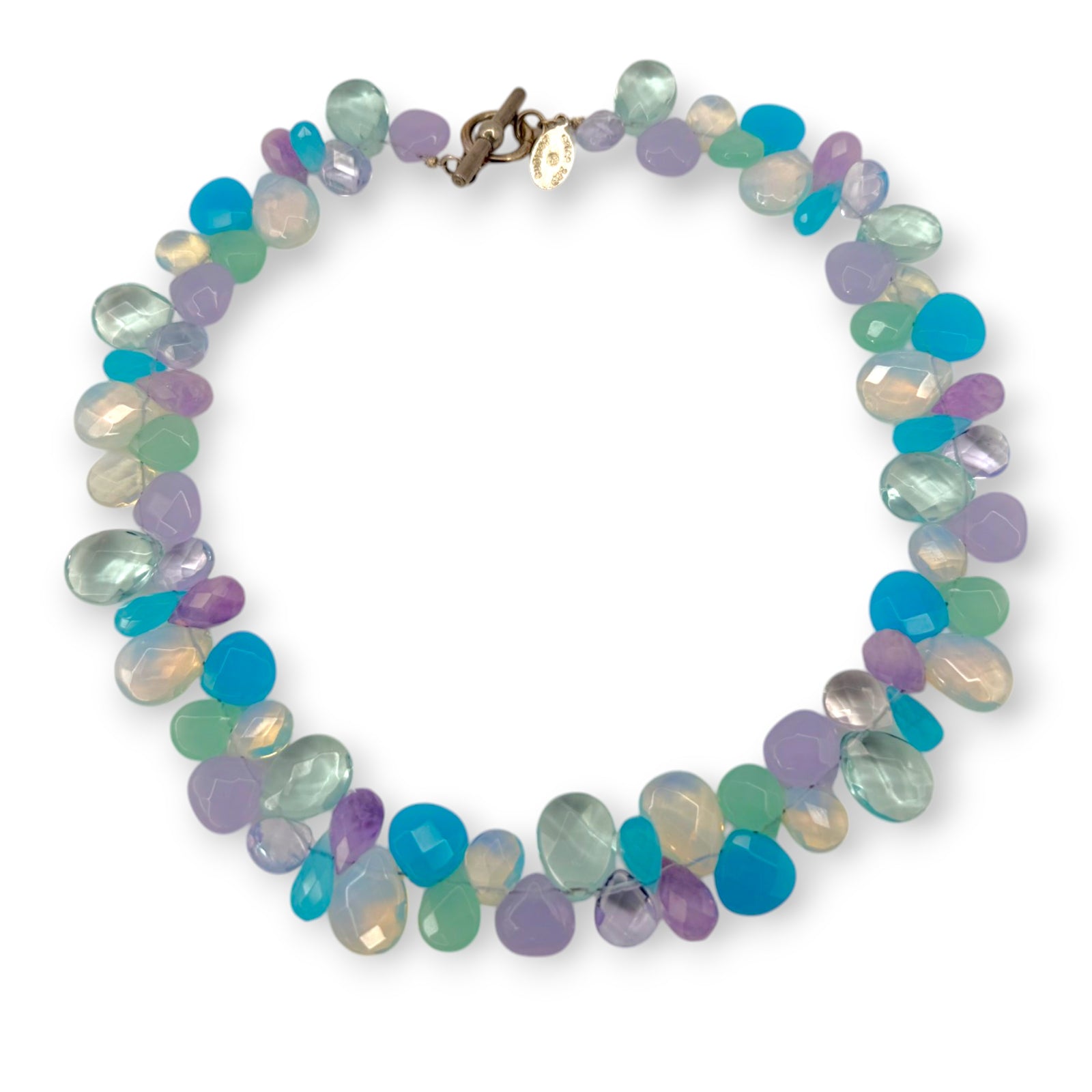Blue Quartz Mix Briolette Stone Necklace