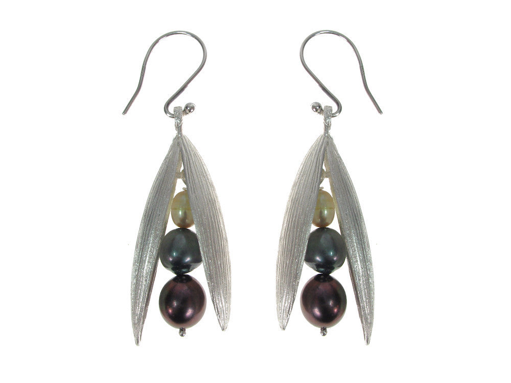 Pearls in Large Sterling Pod Earrings | Erica Zap Designs