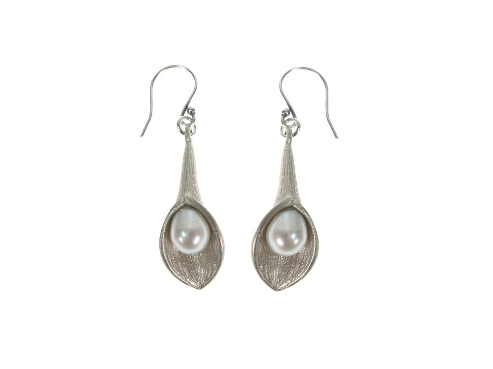 Pearl & Sterling Calla Lily Earrings | Erica Zap Designs