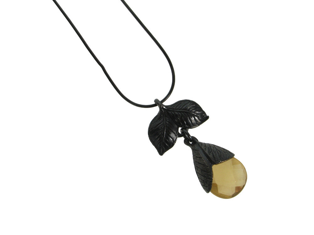 Sterling Leaf & Stone Pendant Necklace | Erica Zap Designs