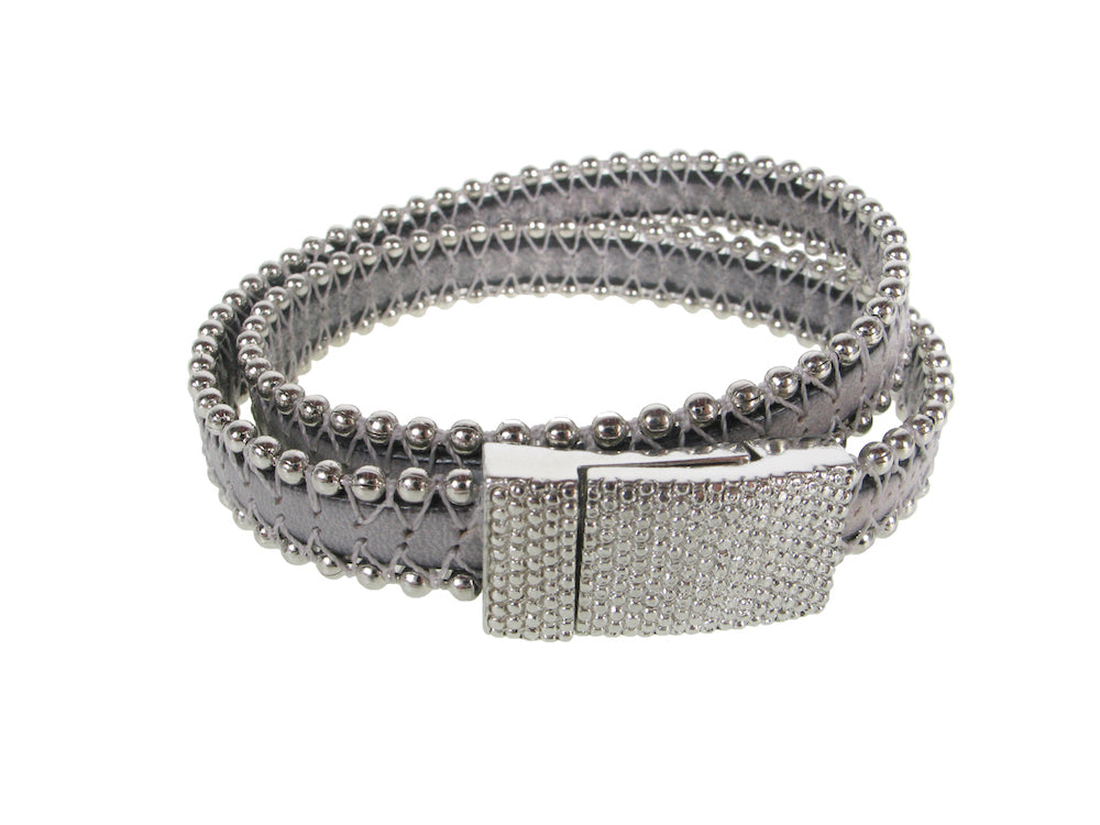 Men's Leather Bracelet | Beaded Wrap with Magnetic Clasp | Erica Zap Designs