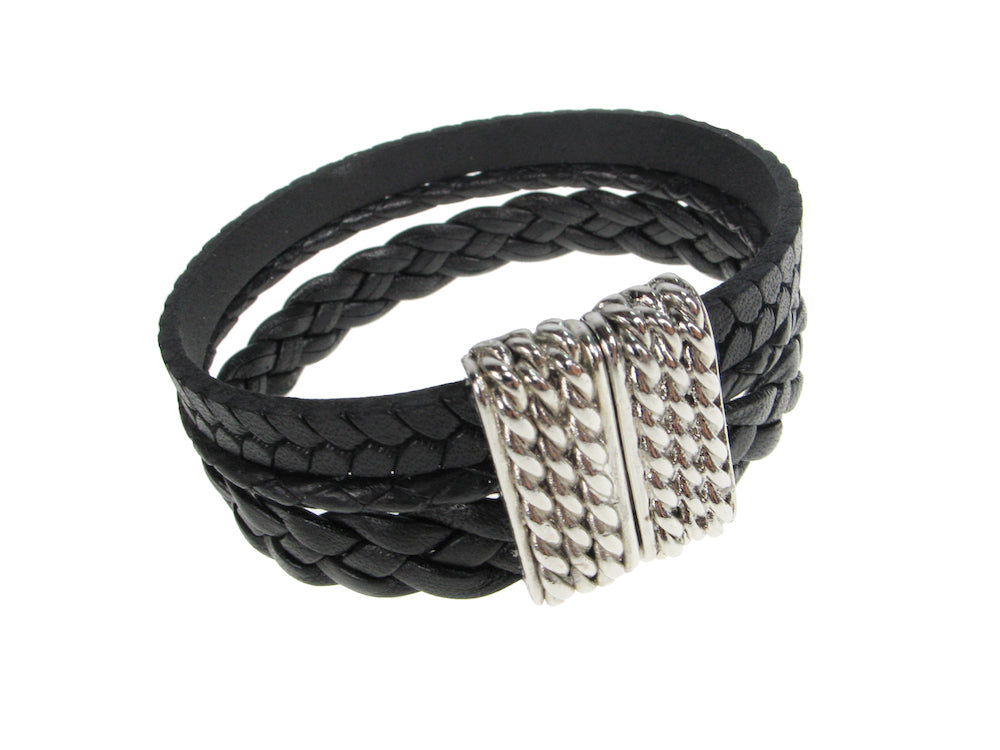Braided Leather Bracelet | Triple Strand with Magnetic Clasp | Erica Zap Designs