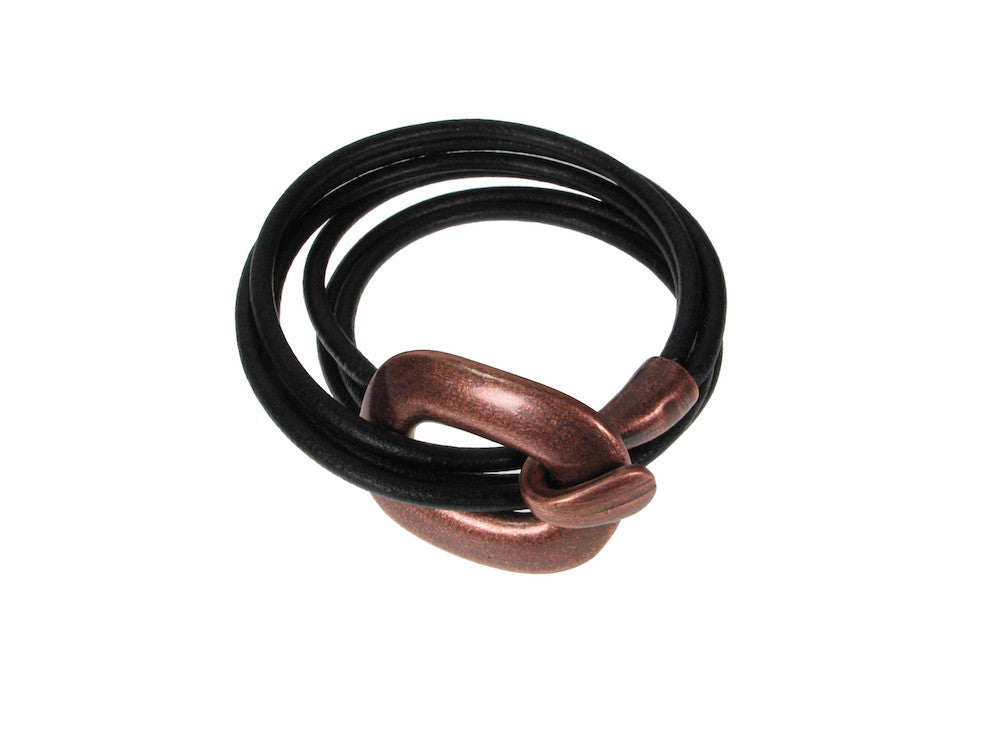 Cord Leather Bracelet | Triple Strand Wrap Hook Clasp | Erica Zap Designs