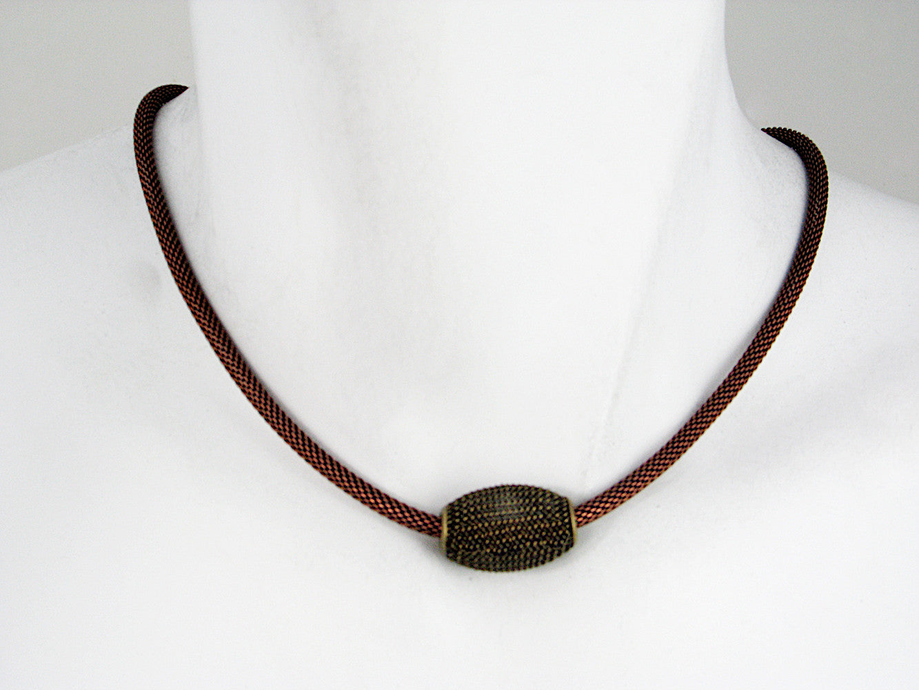 Thin Mesh Necklace with Floating Oval Mesh Bead | Erica Zap Designs