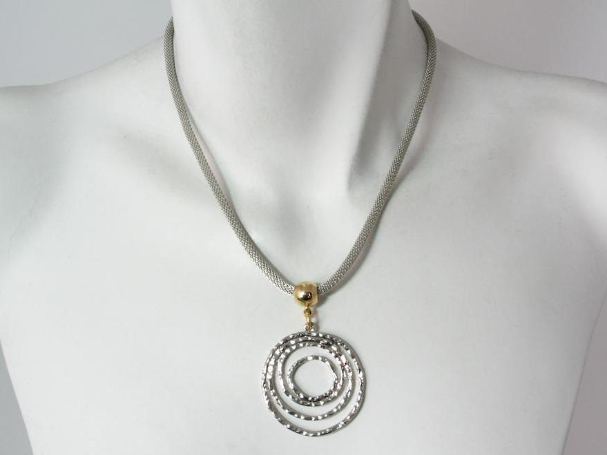 Mesh Necklace with Hammered Circles Drop | Erica Zap Designs