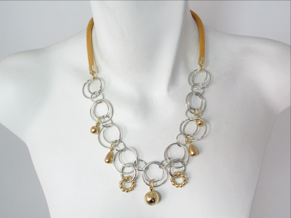 Mesh Necklace with Linked Circle Chain & Charms | Erica Zap Designs