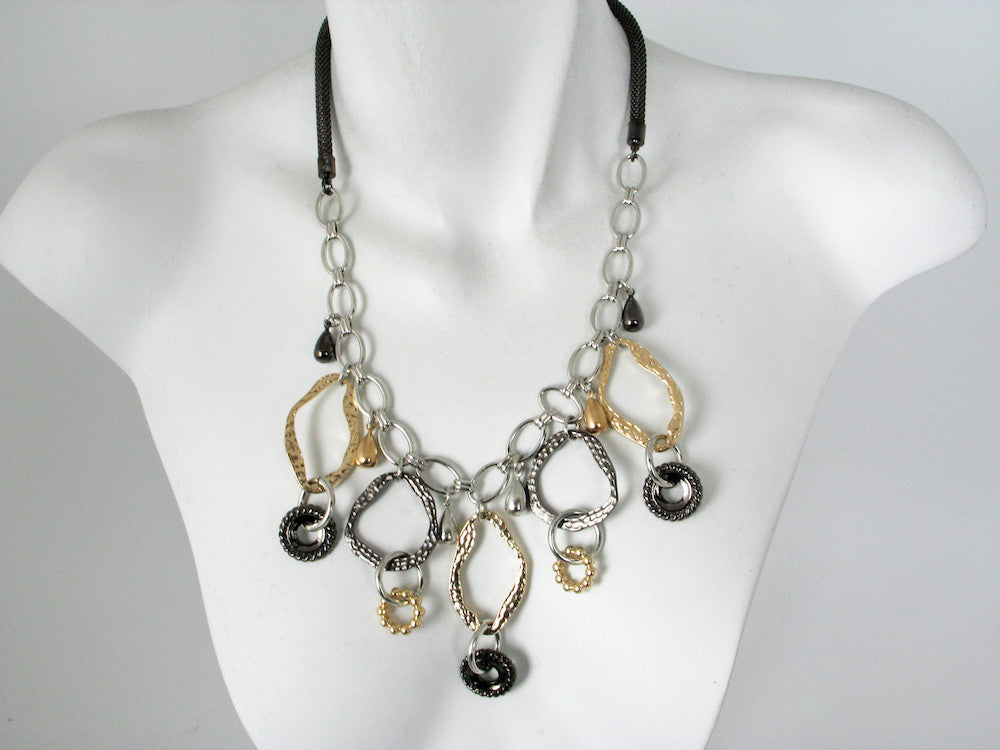 Mesh Chain Necklace with Hammered Ovals & Charms | Erica Zap Designs