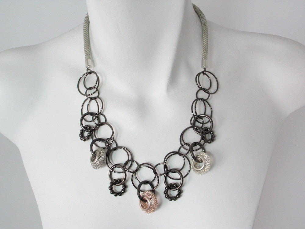 Mesh Necklace with Linked Circle Chain & Charms | Erica Zap Designs
