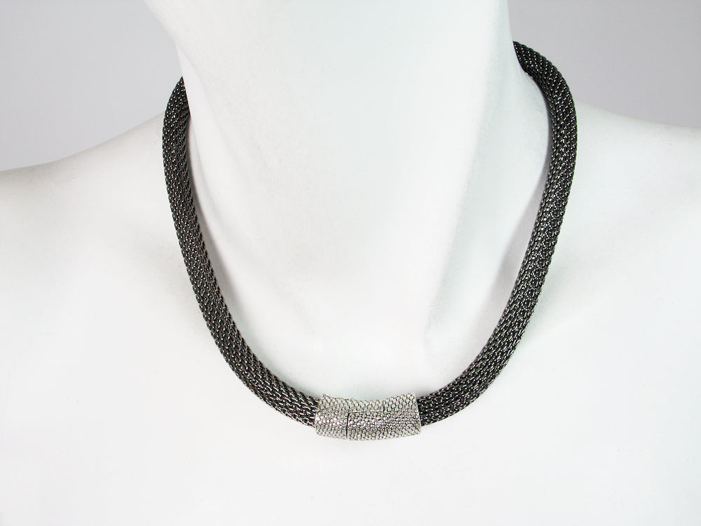 Thick Mesh Strand Necklace with Textured Magnetic Clasp | Erica Zap Designs