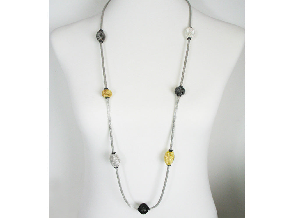 Long Mesh Necklace with Spaced Oval Mesh Beads | Erica Zap Designs