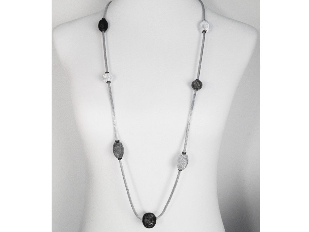 Long Mesh Necklace with Spaced Oval Mesh Beads | Erica Zap Designs