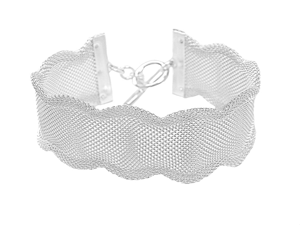 Wide Scalloped Mesh Bracelet | ERICA ZAP DESIGNS | Silberarmbänder