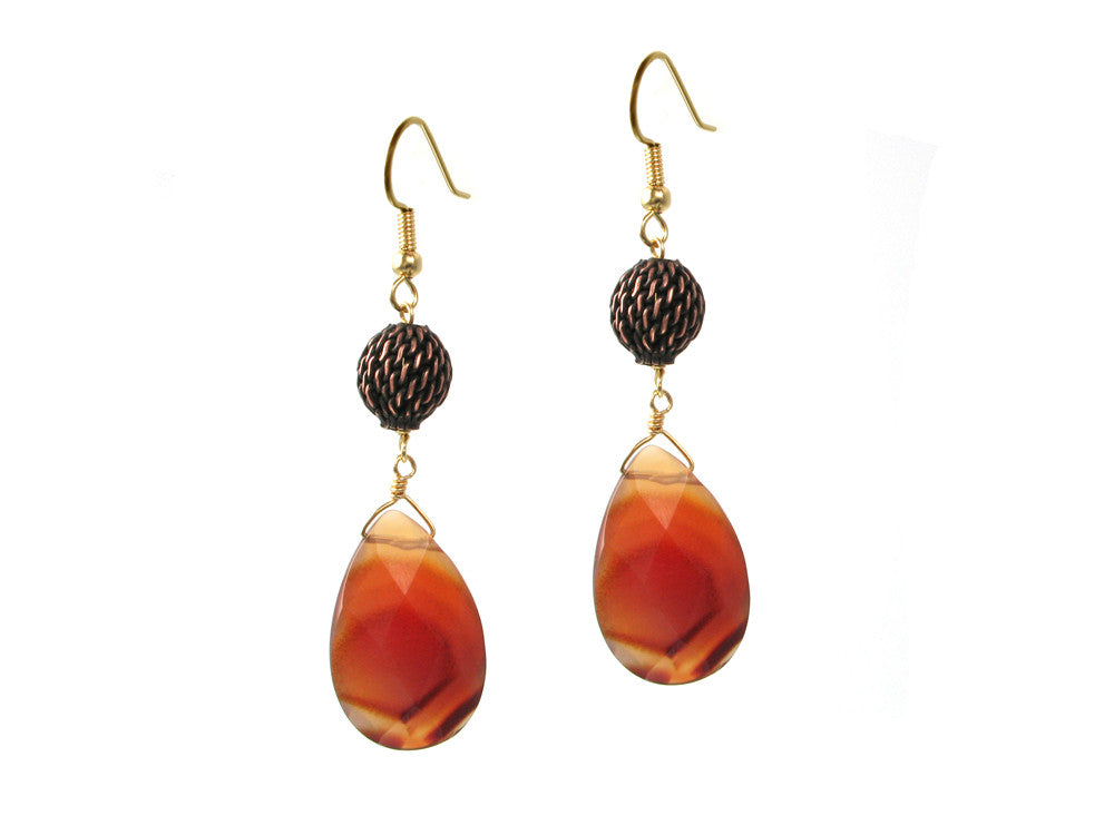 Mesh Ball & Large Teardrop Stone Earrings | Erica Zap Designs