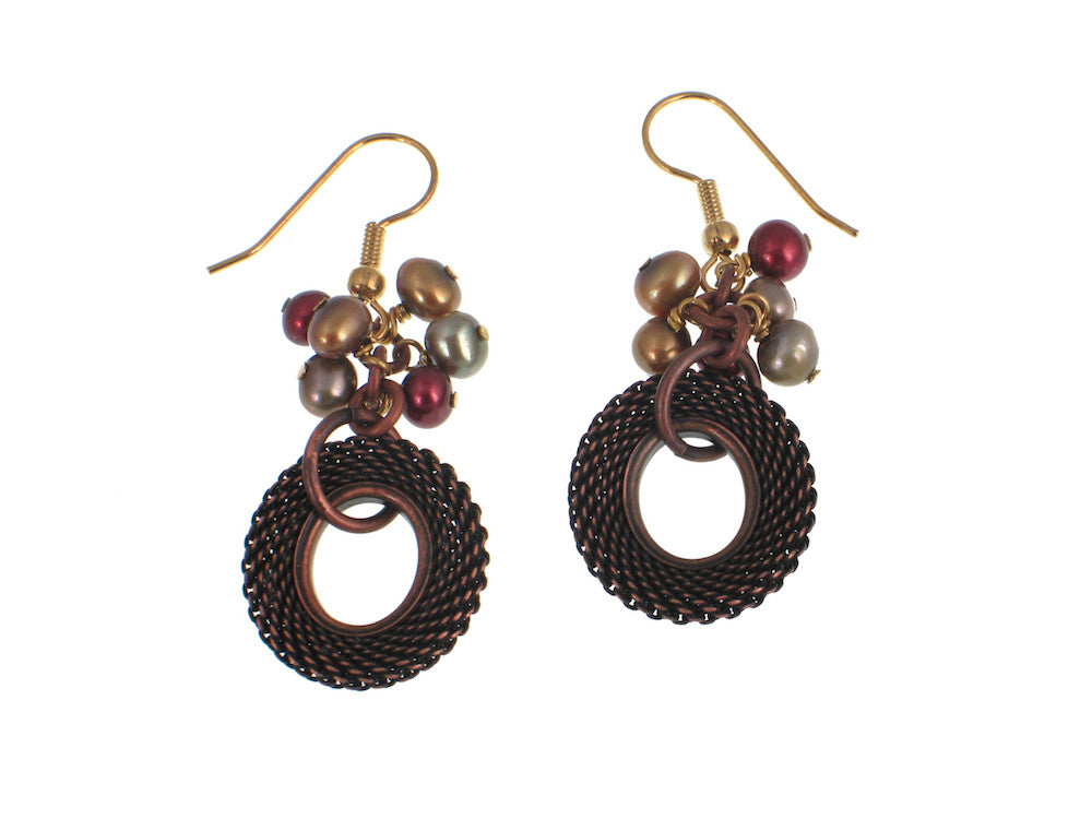Mesh & Pearl Cluster Drop Earrings | Erica Zap Designs