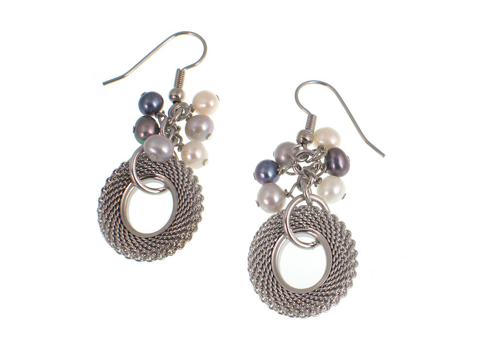 Mesh & Pearl Cluster Drop Earrings | Erica Zap Designs