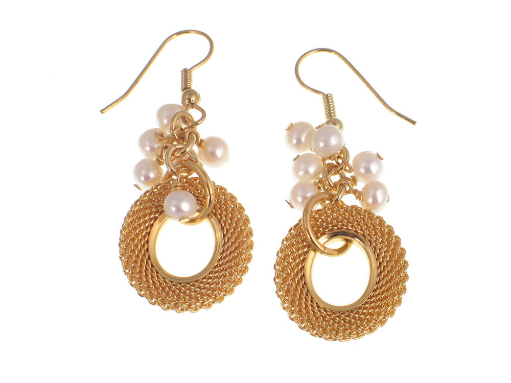 Mesh & Pearl Cluster Drop Earrings | Erica Zap Designs