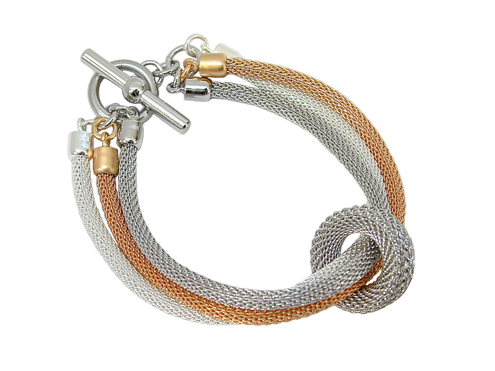 3-Strand Mesh Bracelet with Removable Ring in Mixed Metals | Erica Zap Designs