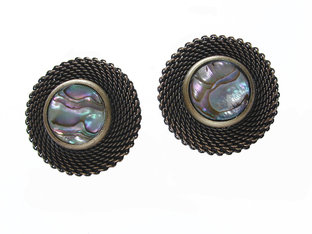 Circle Mesh and Stone Earrings | Erica Zap Designs