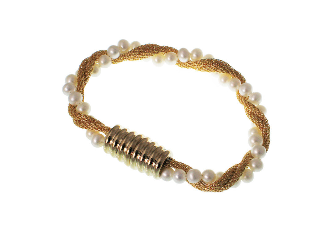 Mesh & Pearl Twist Bracelet with Magnetic Clasp | Erica Zap Designs
