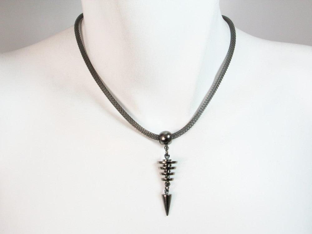 Thin Mesh Necklace with Geometric Drop | Erica Zap Designs