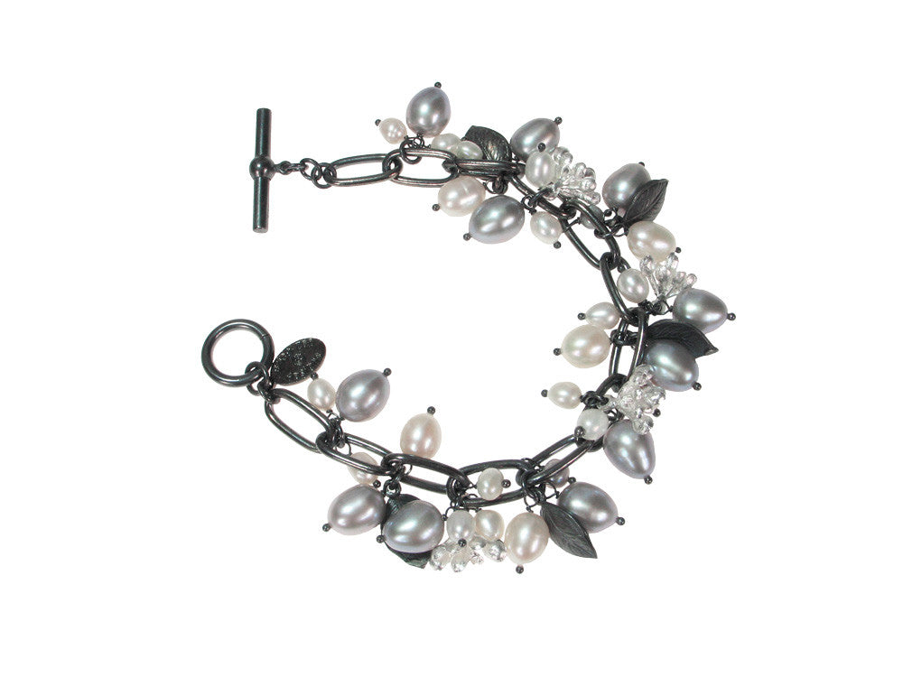 Pearl & Sterling Leaf Cluster Bracelet | Erica Zap Designs