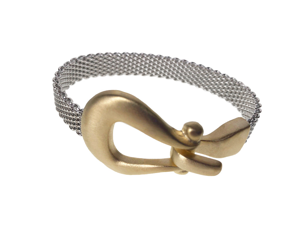 Flat Mesh Bracelet Horseshoe Hook Clasp Rhodium | Gold Clasp